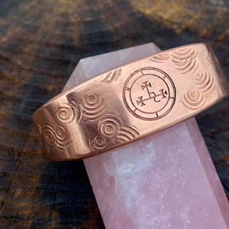 Luna Ignis Copper Lilith sigil amulet Cuff Bracelet with ripples hand crafted Luna Ignis Copper Lilith sigil amulet Cuff Bracelet with ripples hand crafted