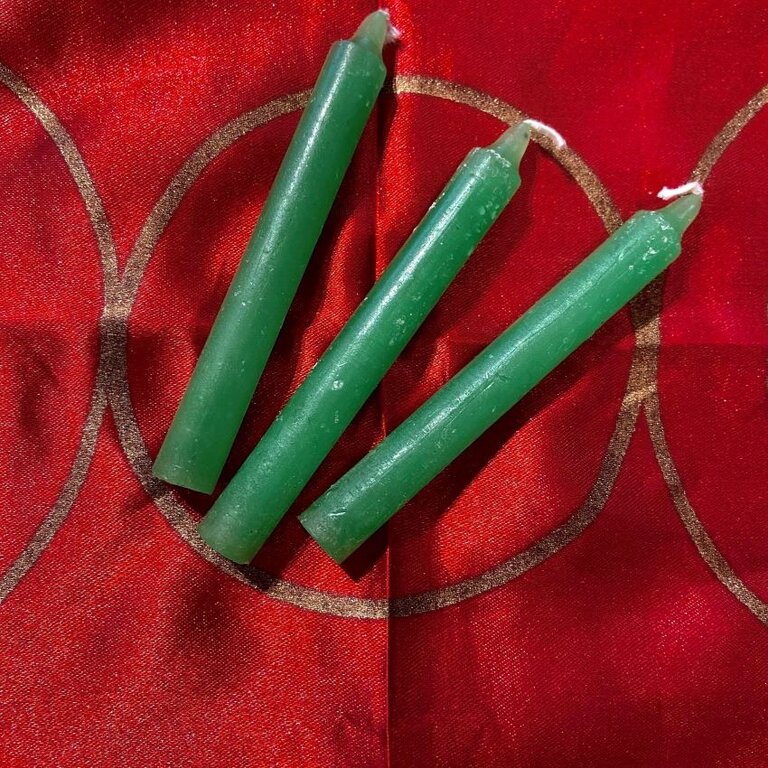 Luna Ignis Three Dark Green Chime Spell Candles At 35c Each