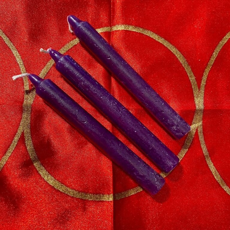 Luna Ignis Three Dark Purple Chime Spell Candles At 35c Each