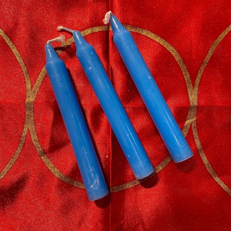 Luna Ignis Three Light Blue Chime Spell Candles At 35c Each