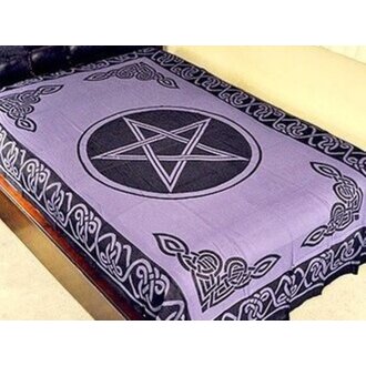Om Imports Cotton Tapestry - Pentacle (Purple/Black) - 72"x108"