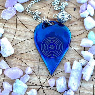 Luna Ignis Luna Ignis Pendulum Hand forged colorized iron with Hecate Wheel