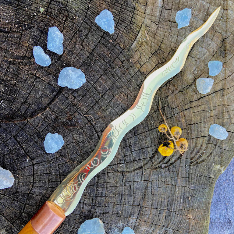 Luna Ignis Brass and Hawthorn Large Kris Athame