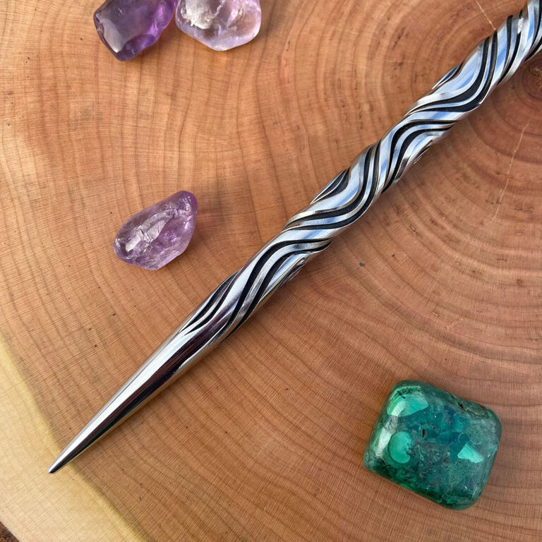 Luna Ignis Iron Wand with Amethyst sphere - Vine Twist Double with middle rope.