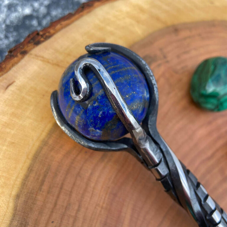 Luna Ignis Luna Ignis Crystal Sphere Athame with Lapis Lazuli And Hybrid staircase twist  Handle