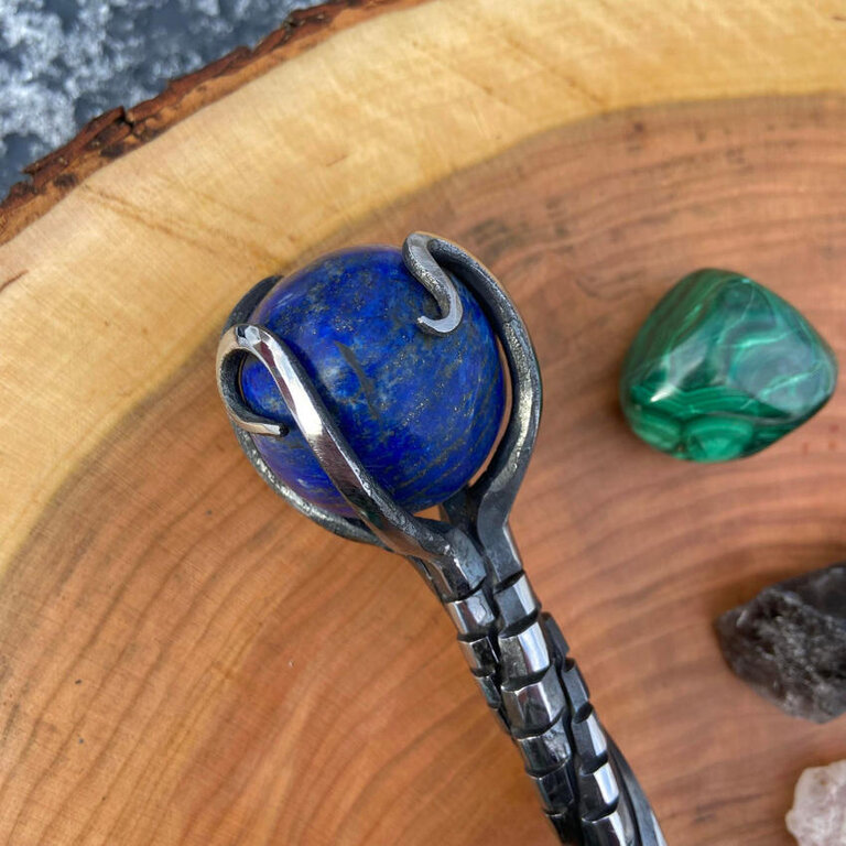 Luna Ignis Luna Ignis Crystal Sphere Athame with Lapis Lazuli And Hybrid staircase twist  Handle