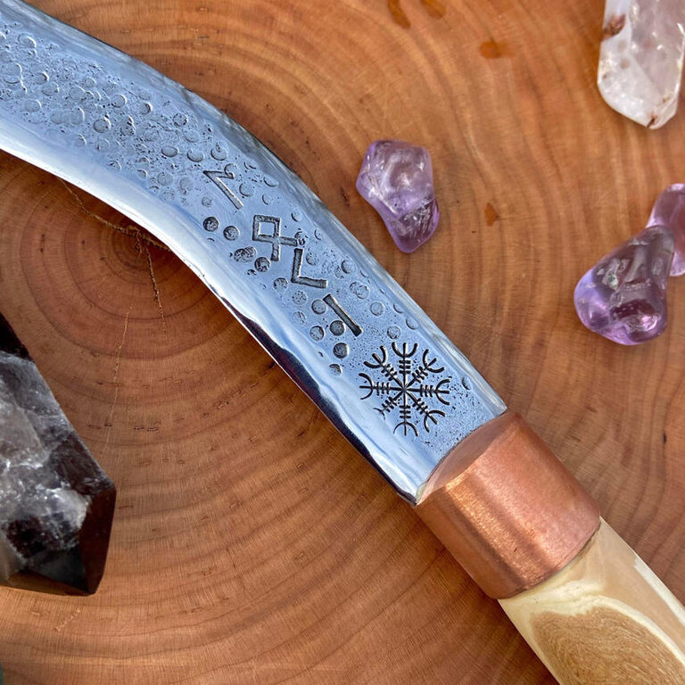 Luna Ignis Loki English Graveyard Yew and Iron Serpent Athame Large 21.5 inches