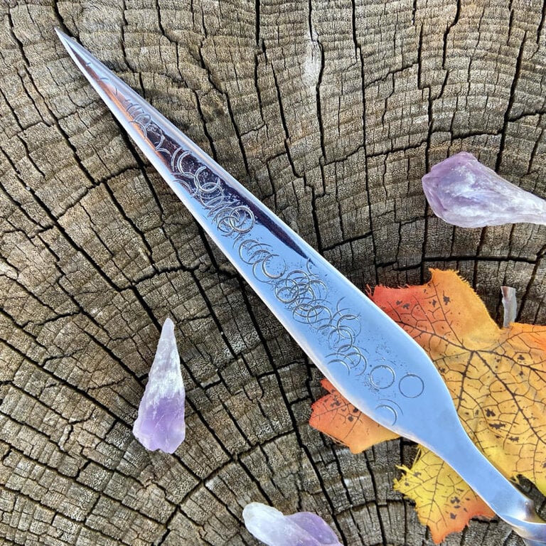 Luna Ignis Iron Athame with Stang Pommel Colorized Handle