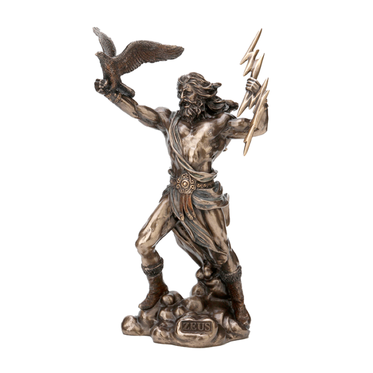 Luna Ignis Greek God Zeus Holding Thunderbolt with Eagle