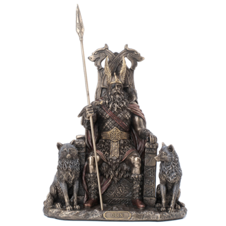 Luna Ignis Odin Sititng on Throne with Geri and Freki