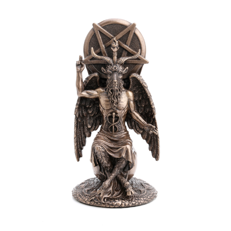 Luna Ignis Statue of Baphomet Sitting on Globe (8.5in)