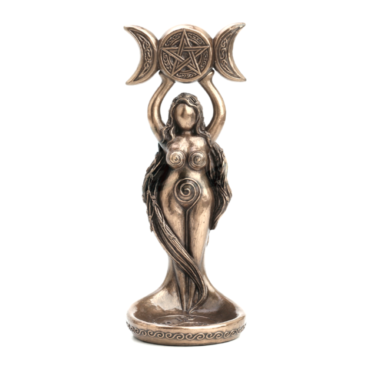 Luna Ignis Triple Moon Hecate Spiral Goddess Wiccan Candle Holder Stand