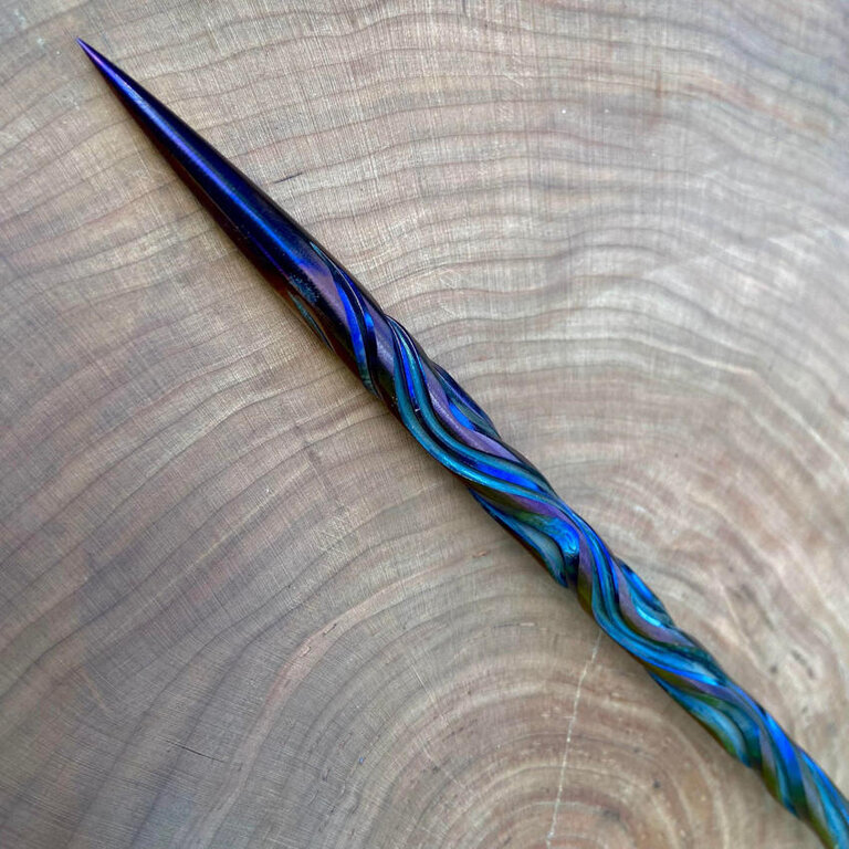 Luna Ignis Artisan Iron Wand with Ram's Horns Iridescent