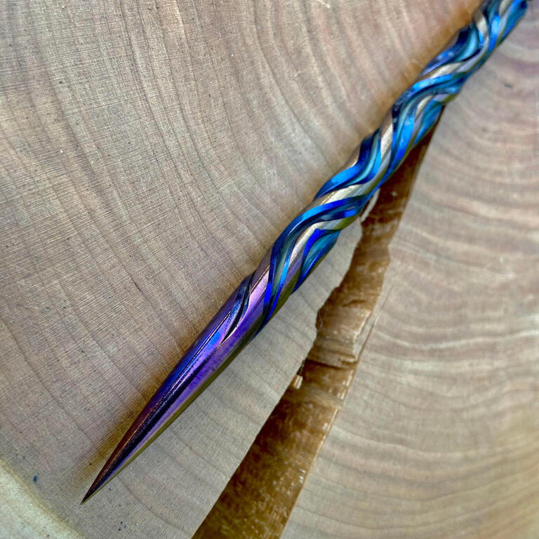Luna Ignis Artisan Iron Wand with Horned God Iridescent