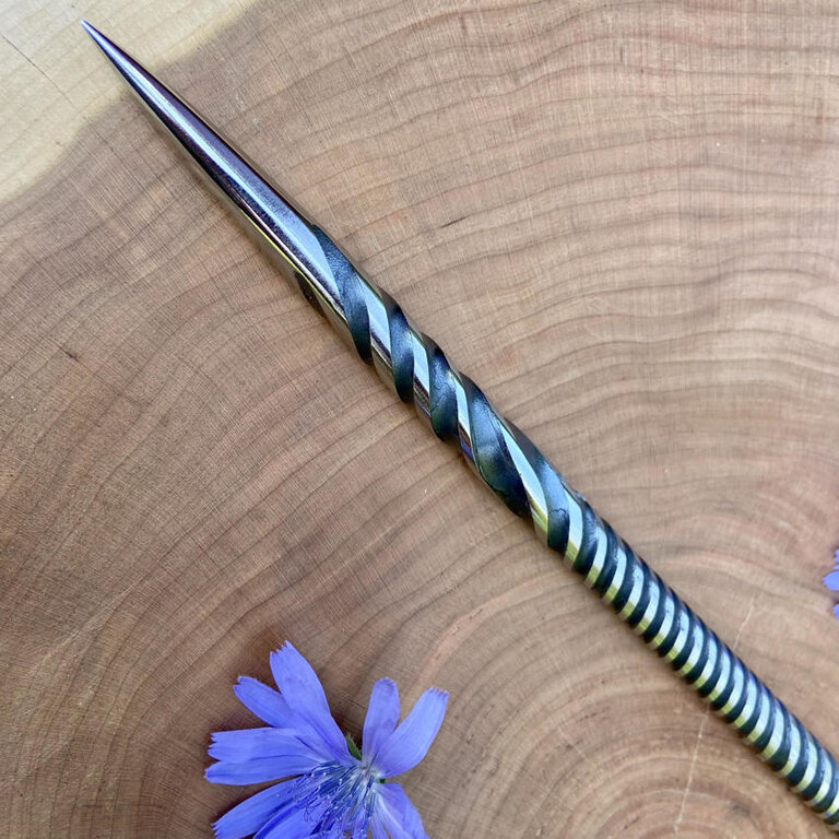 Luna Ignis Artisan Iron Wand with Spiral Brass Plated