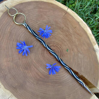 Luna Ignis Artisan Iron Wand with infinity loop Brass Plated Luna Ignis Artisan Iron Wand with infinity loop Brass Plated