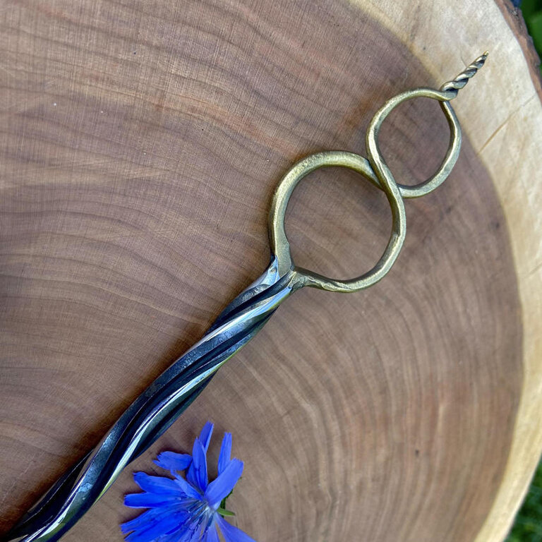 Luna Ignis Artisan Iron Wand with infinity loop Brass Plated