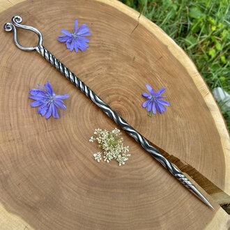 Luna Ignis Artisan Iron Wand with Celtic Stang Luna Ignis Artisan Iron Wand with Celtic Stang