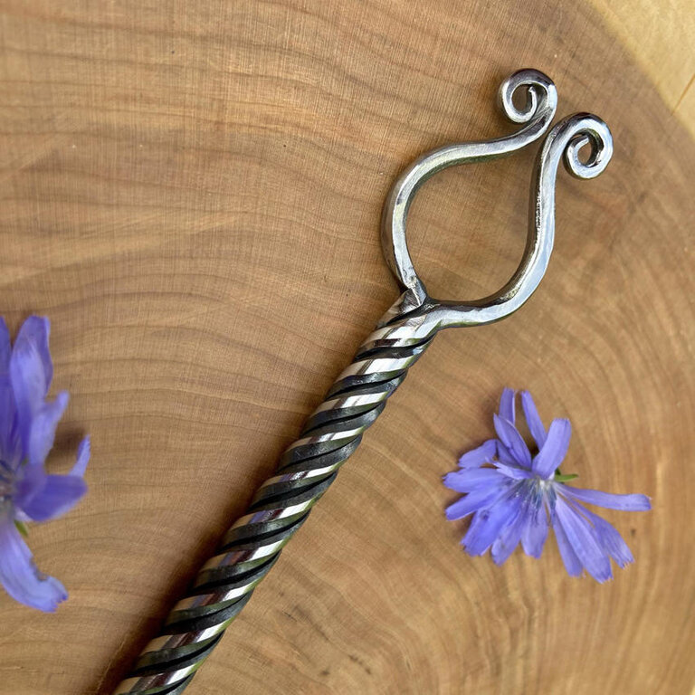 Luna Ignis Artisan Iron Wand with Celtic Stang