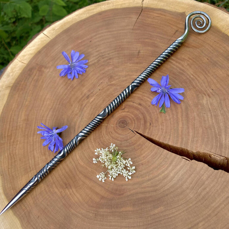 Luna Ignis Artisan Iron Wand with Spiral