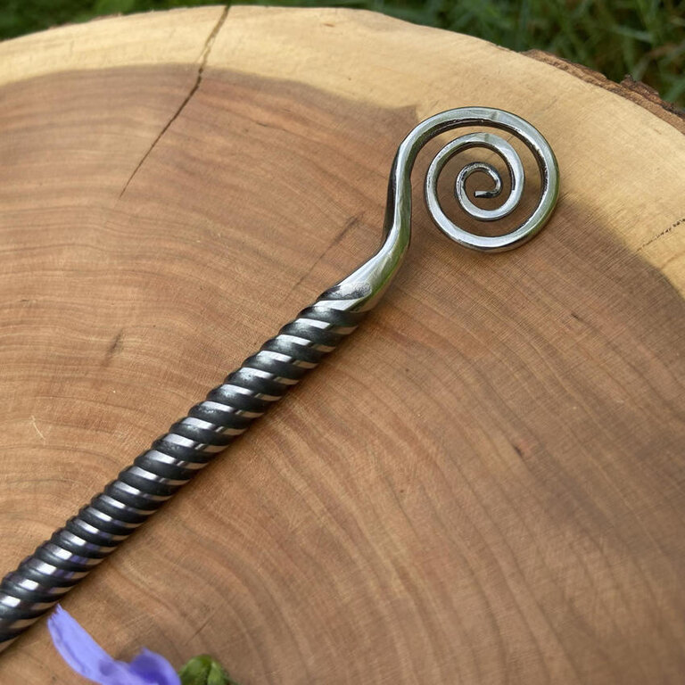 Luna Ignis Artisan Iron Wand with Spiral