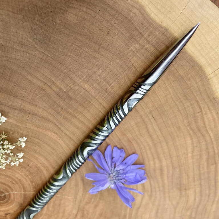 Luna Ignis Artisan Iron Wand with Spiral