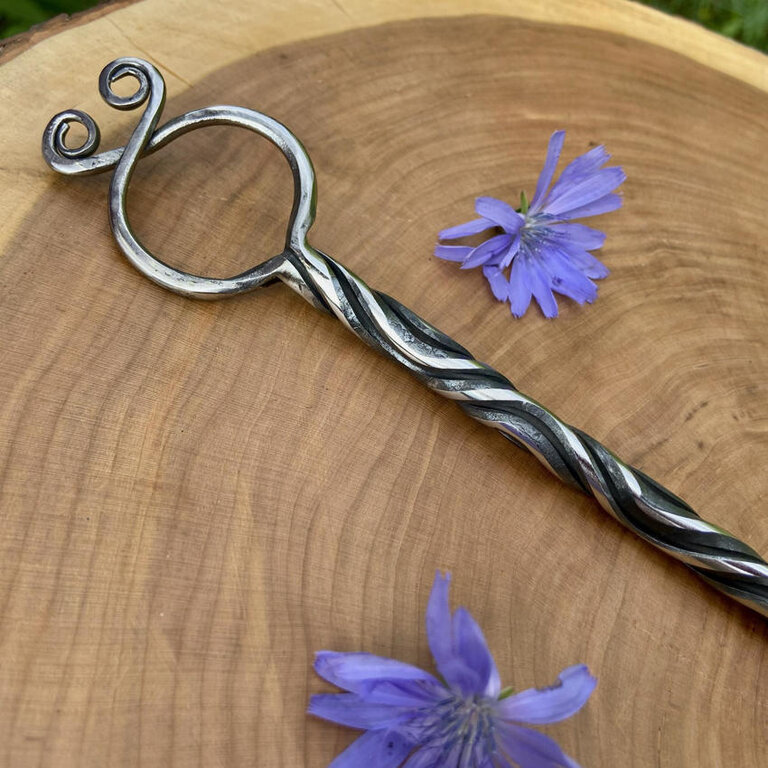 Luna Ignis Artisan Iron Wand with Troll Cross