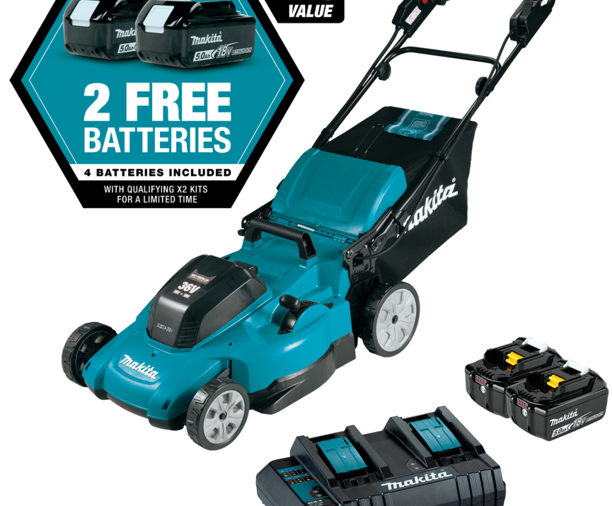 36V (18V X2) LXT® 21" SELF-PROPELLED LAWN MOWER KIT W/ 4 BATTERIES (5.0Ah)