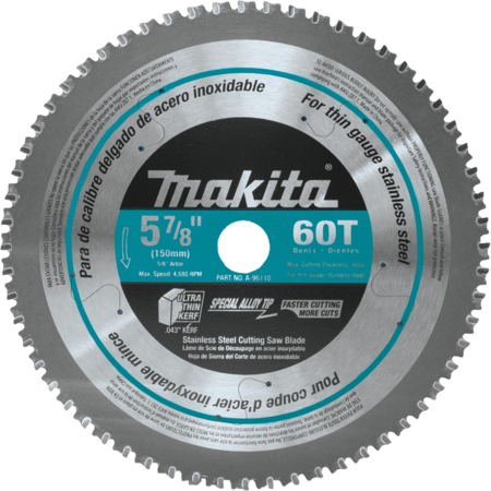 5‑7/8" 60T CARBIDE‑TIPPED SAW BLADE, STAINLESS STEEL