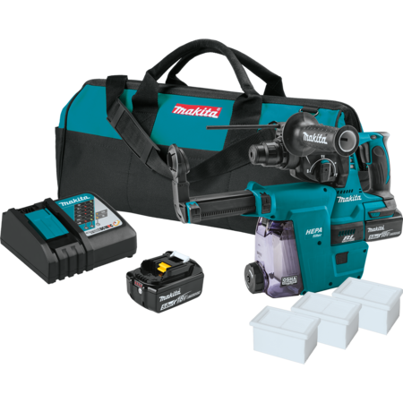 18V 1" ROTARY HAMMER KIT, ACCEPTS SDS‐PLUS BITS, HEPA DUST EXTRACTOR (5.0Ah)