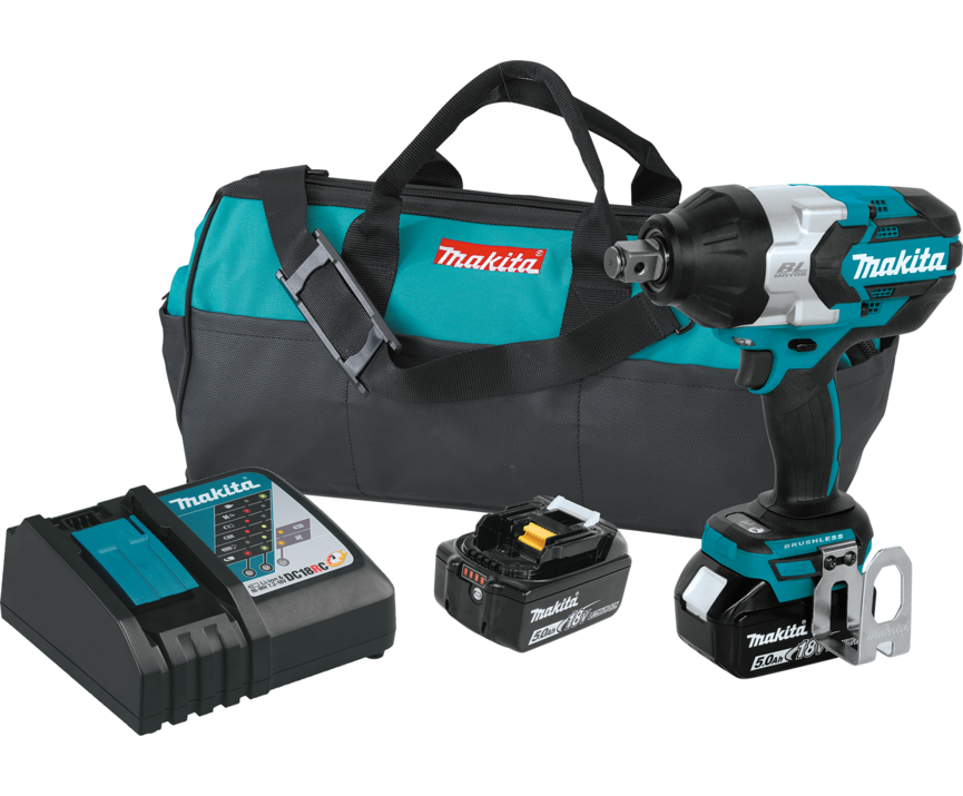 18V HIGH‐TORQUE 3/4" SQ. DRIVE IMPACT WRENCH KIT W/ FRICTION RING ANVIL, (5.0Ah)