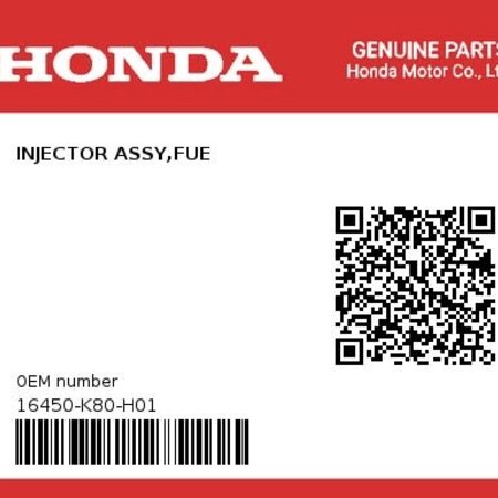 INJECTOR ASSY., FUEL 16450-K80-H01