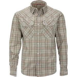 Simms Big Sky LS Shirt Dark Stone/Coral Plaid