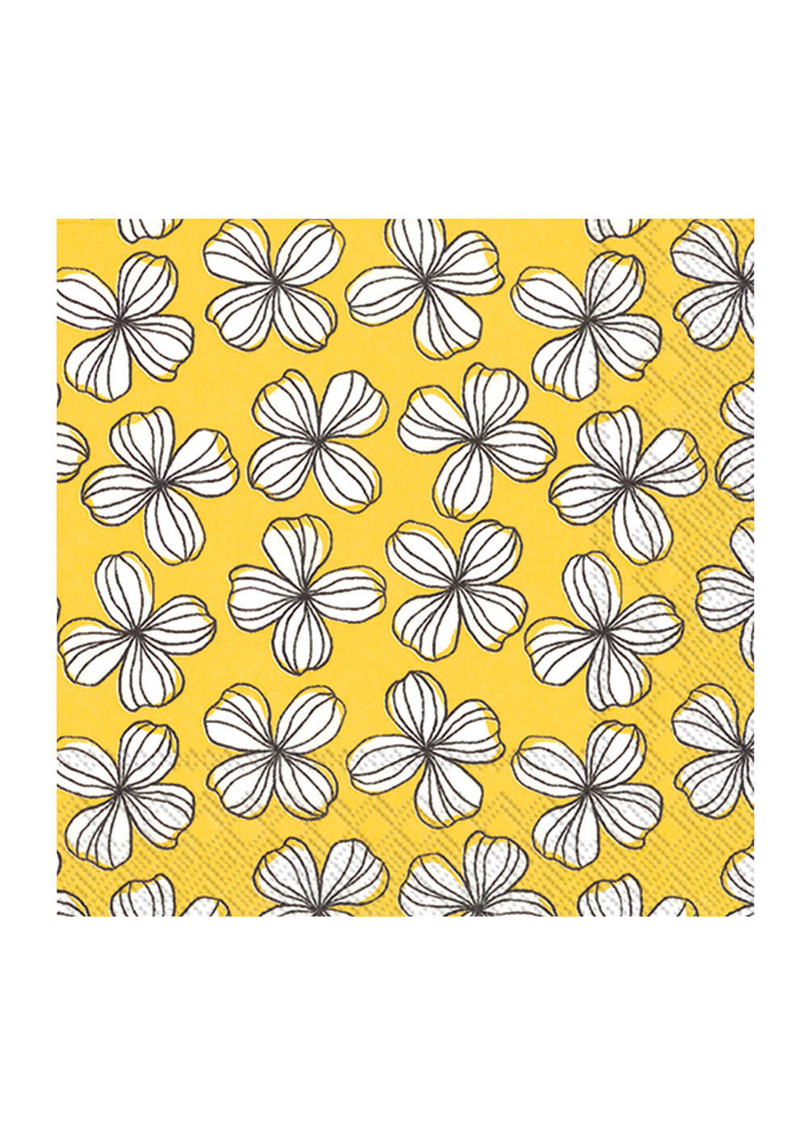 Small Graphic Flower Napkins in Yellow - 20 pack