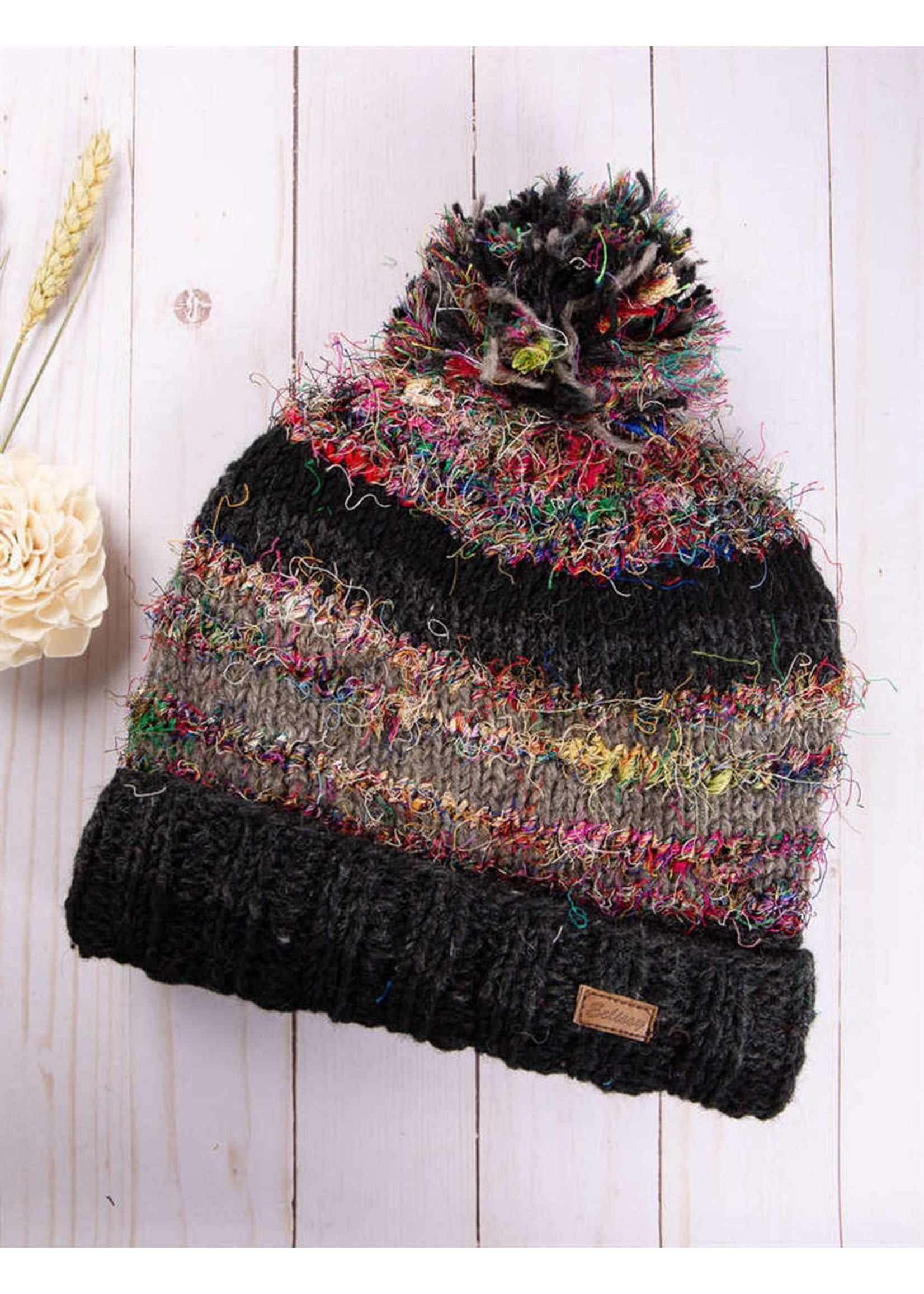 Black & Multicolour Woolly Hat