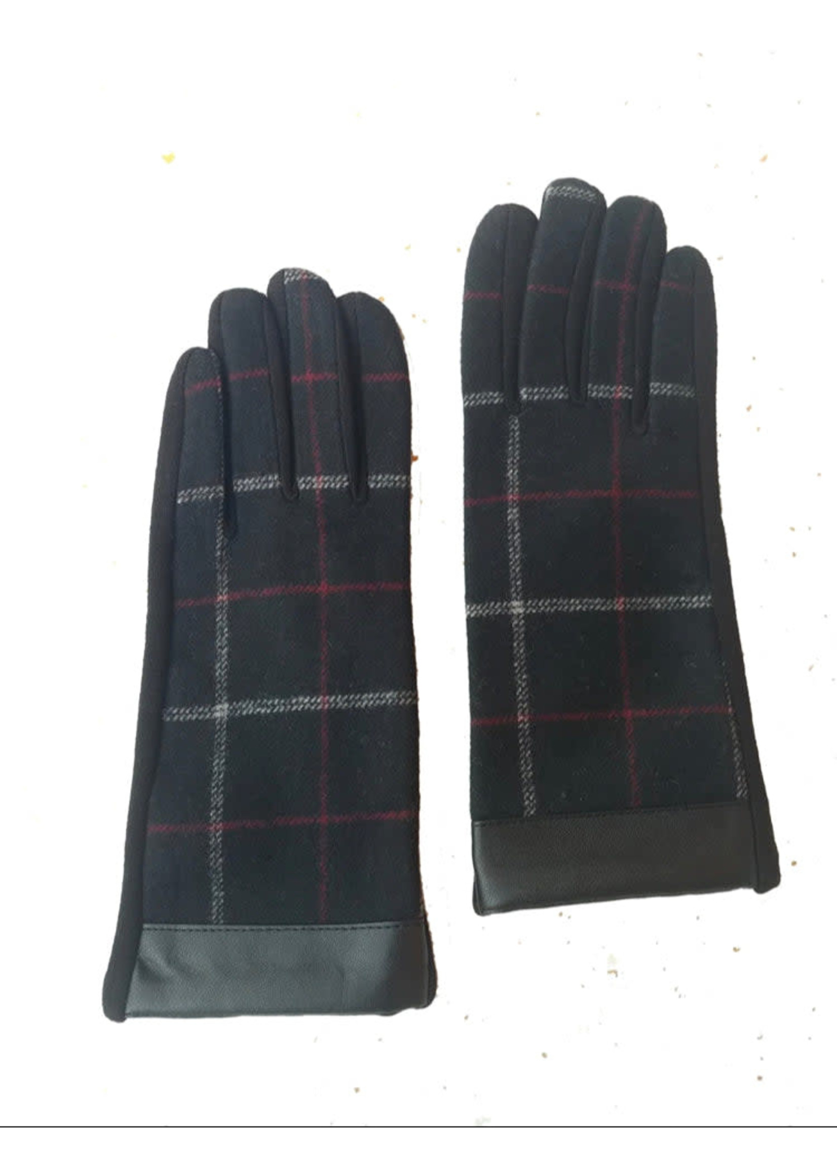 Black Plaid Texting Gloves