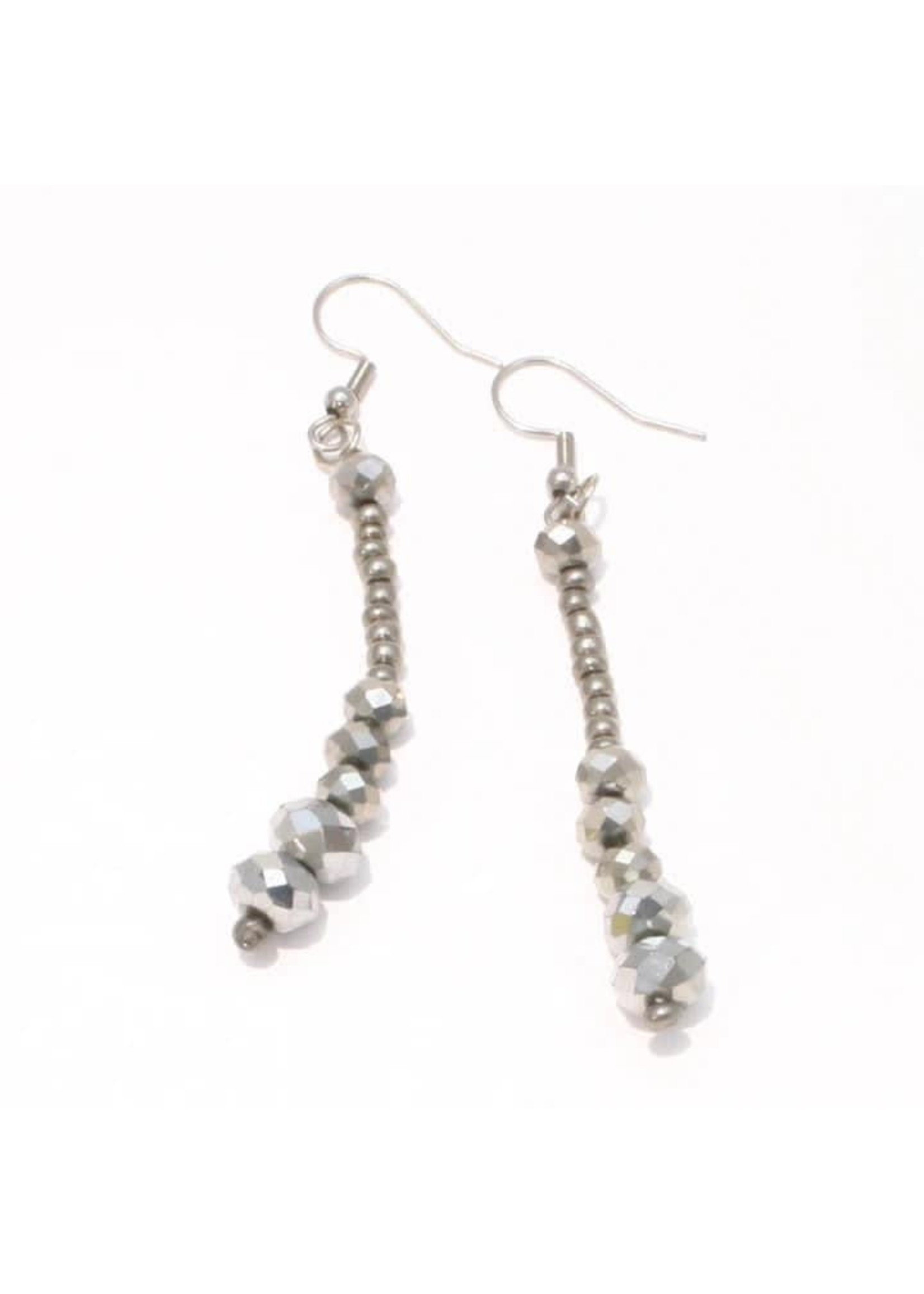 Suzie Blue Long Crystal Bead Earrings