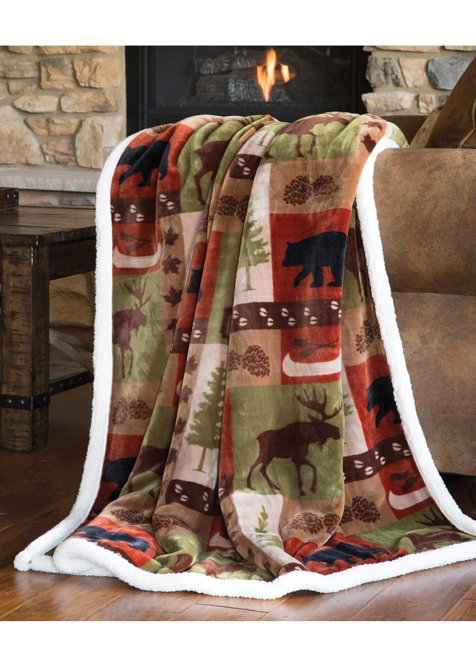 Carstens Patchwork Lodge Plush Throw