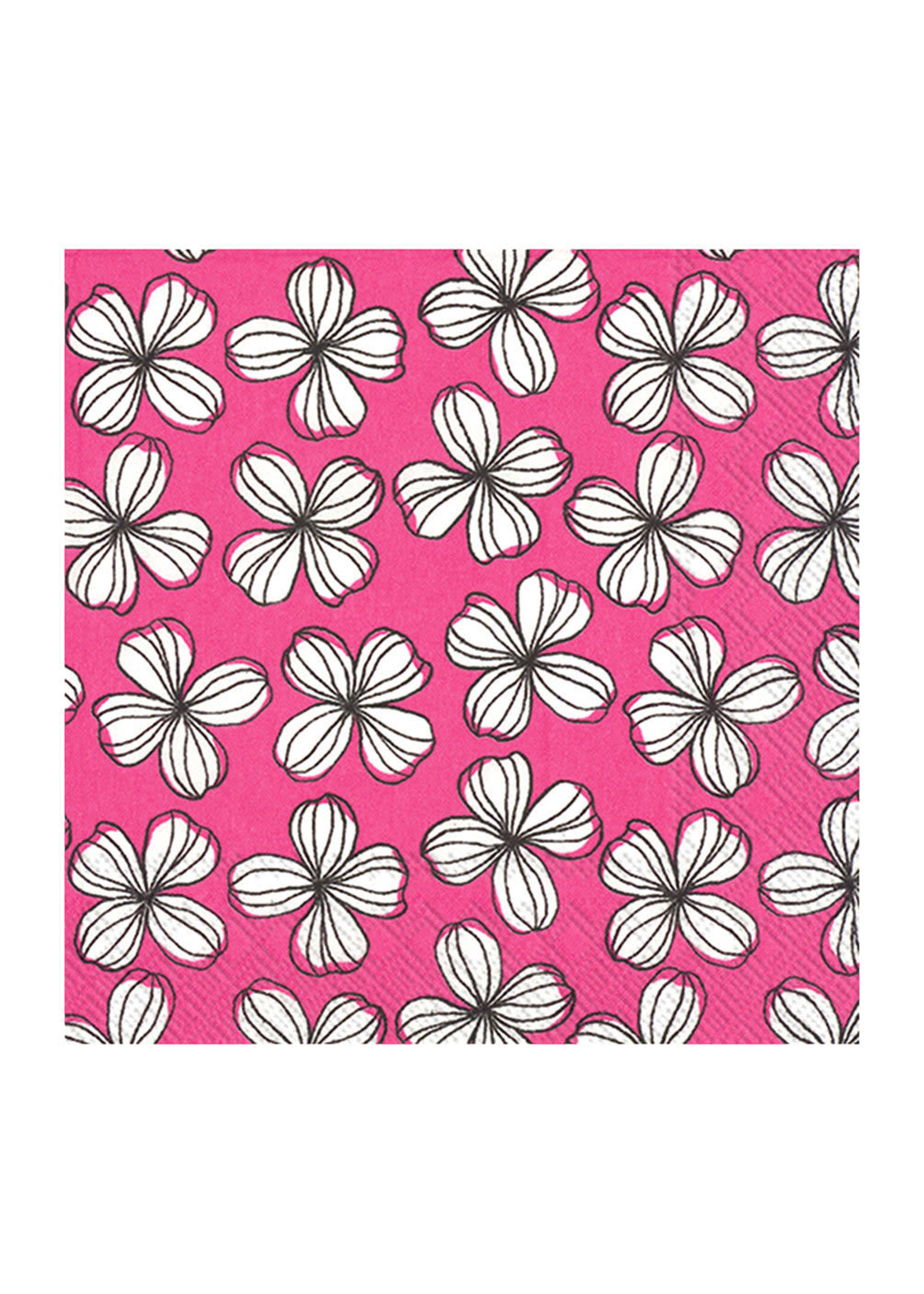 Small Graphic Flower Napkins in Pink - 20 pack