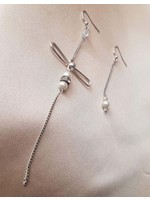 The Grumpy Toad Asymmetrical White Dragonfly Earrings