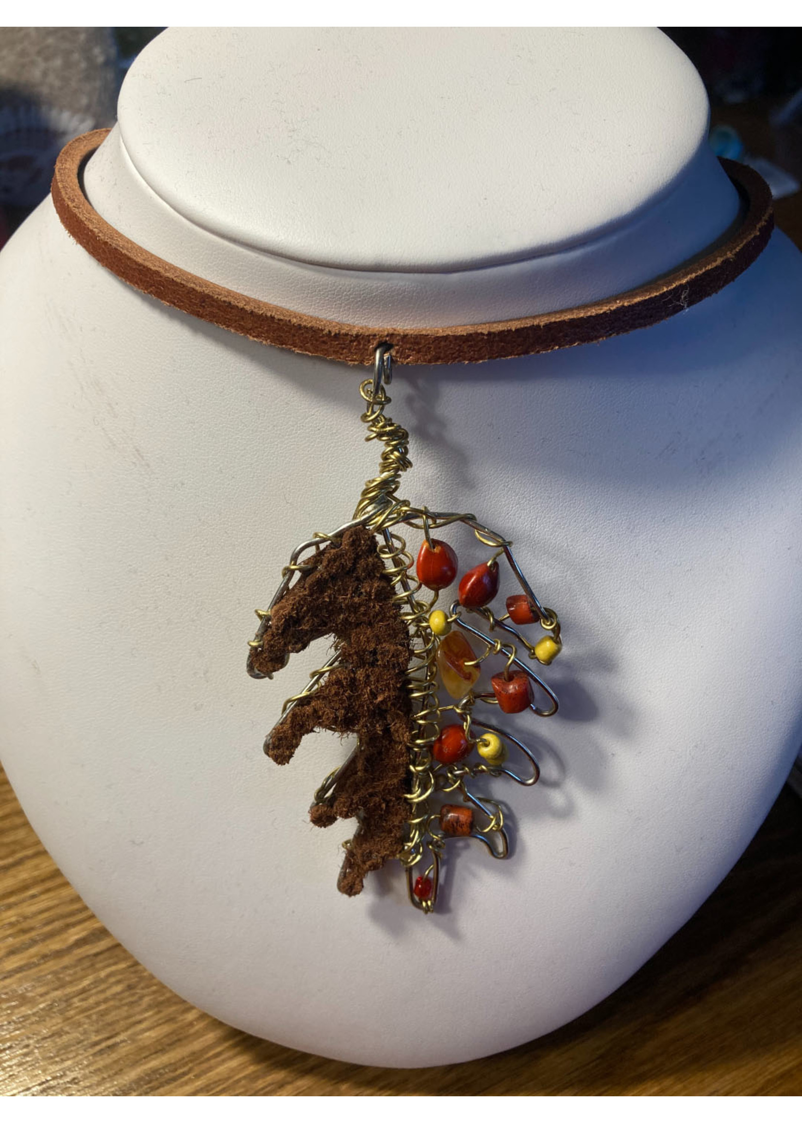 The Grumpy Toad Leather Leaf Necklace