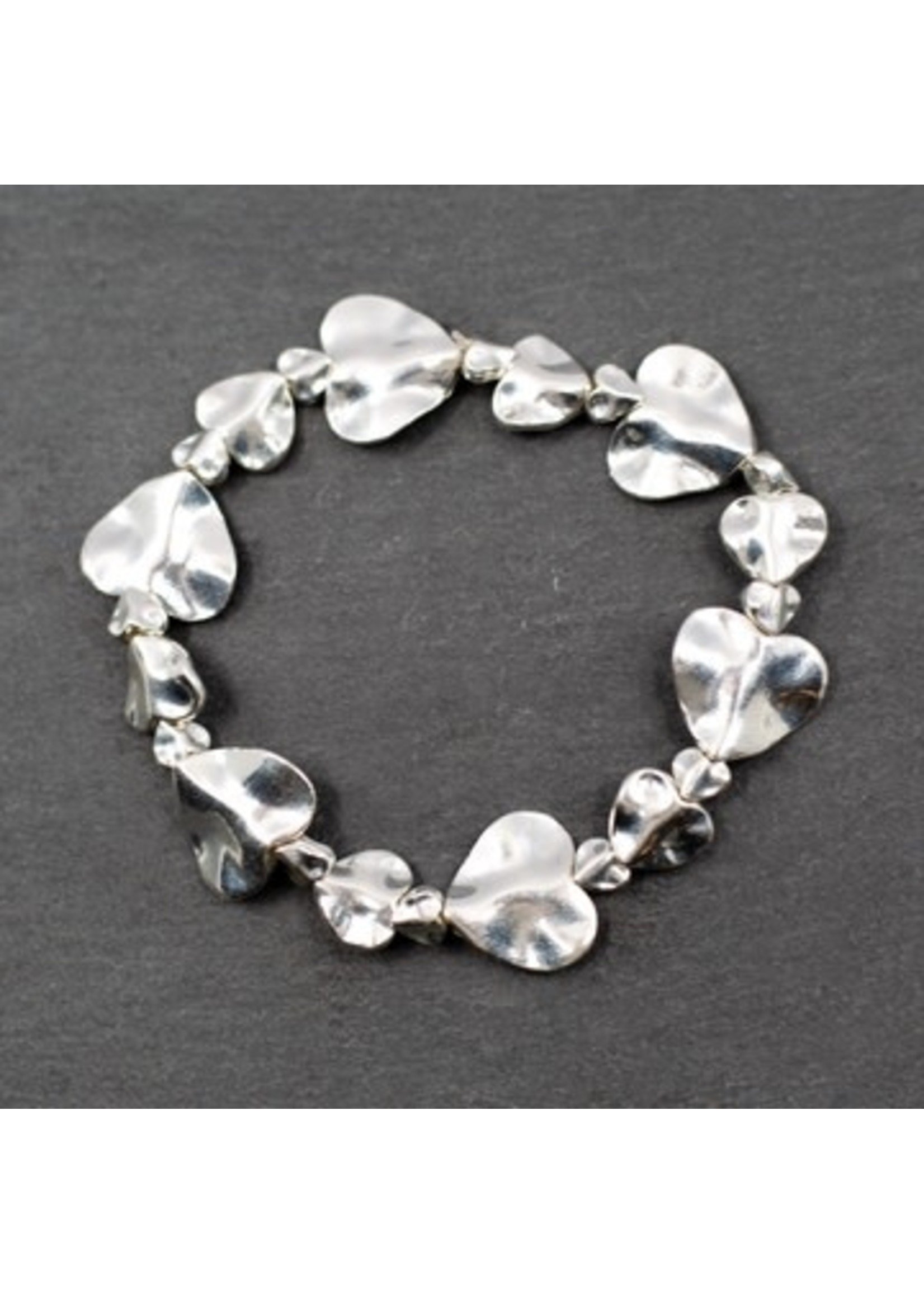 Suzie Blue Beaten Heart Bracelet in Silver Plate