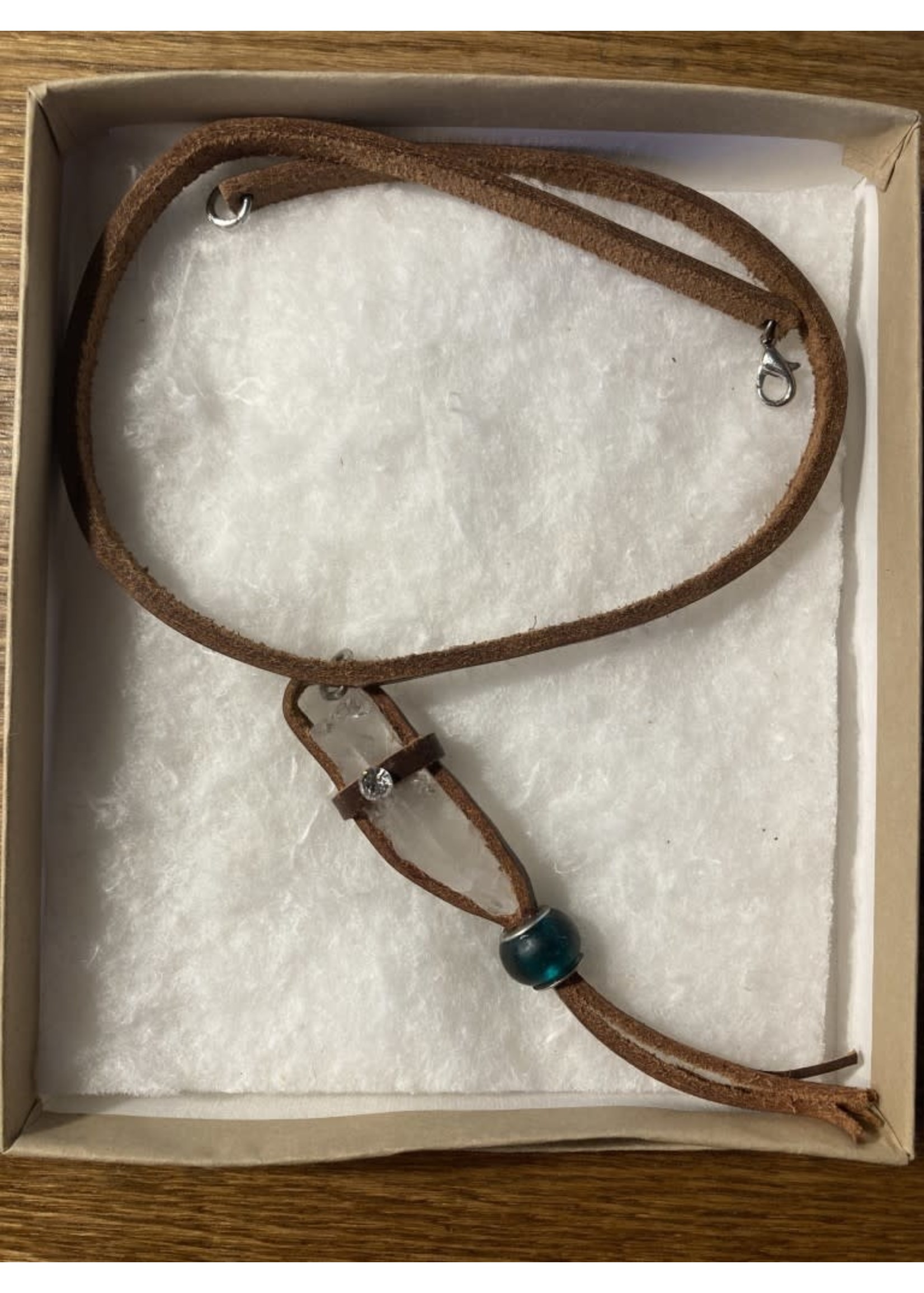 The Grumpy Toad Crystal Quartz Leather Wrap Necklace