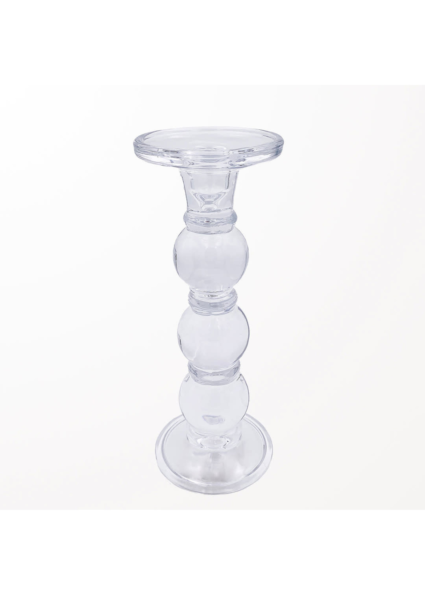 Glass Clear Candle Stick Holder 10.5"