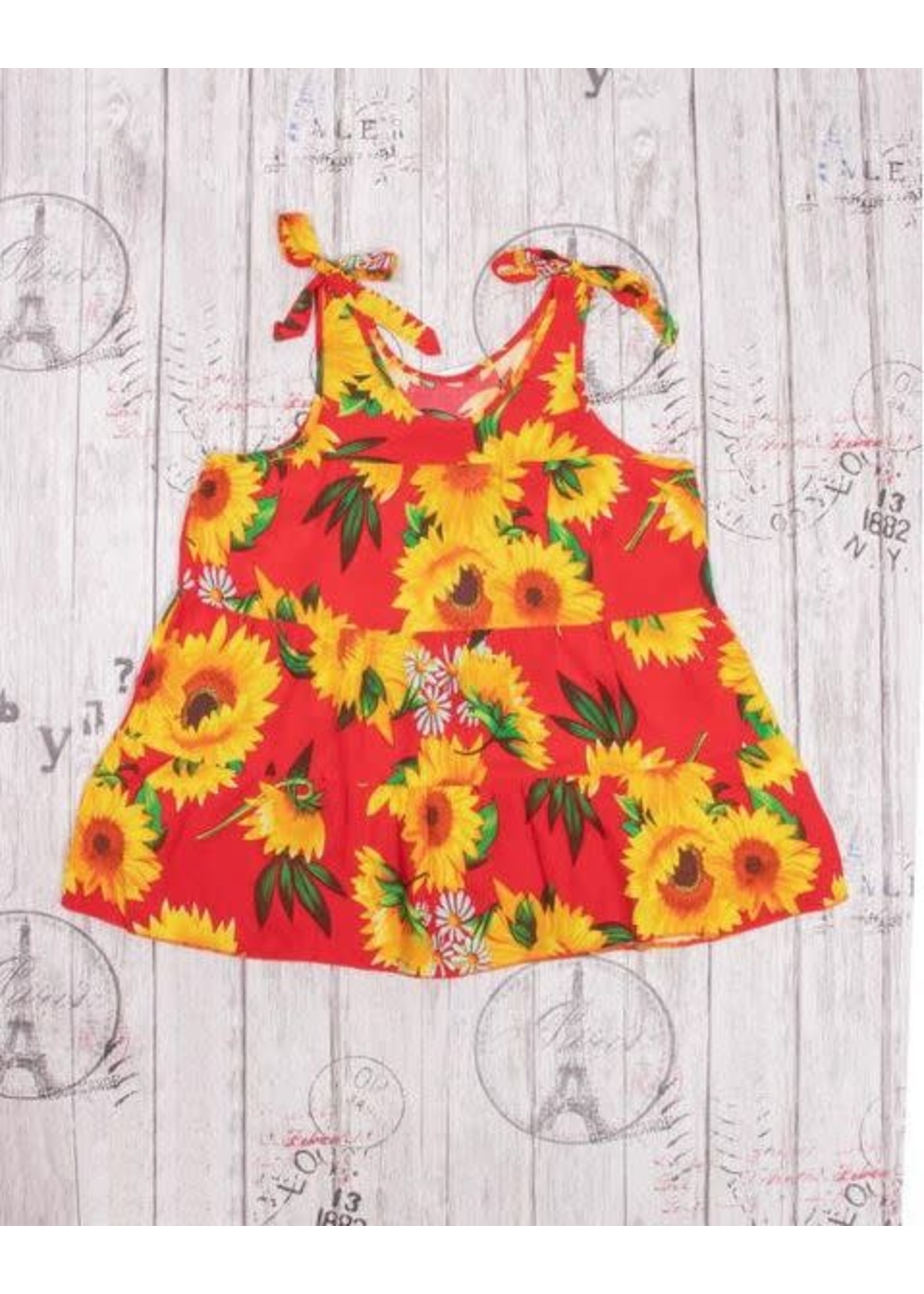 Kid's Sunflower Sleeveless Dress - Red 6yrs
