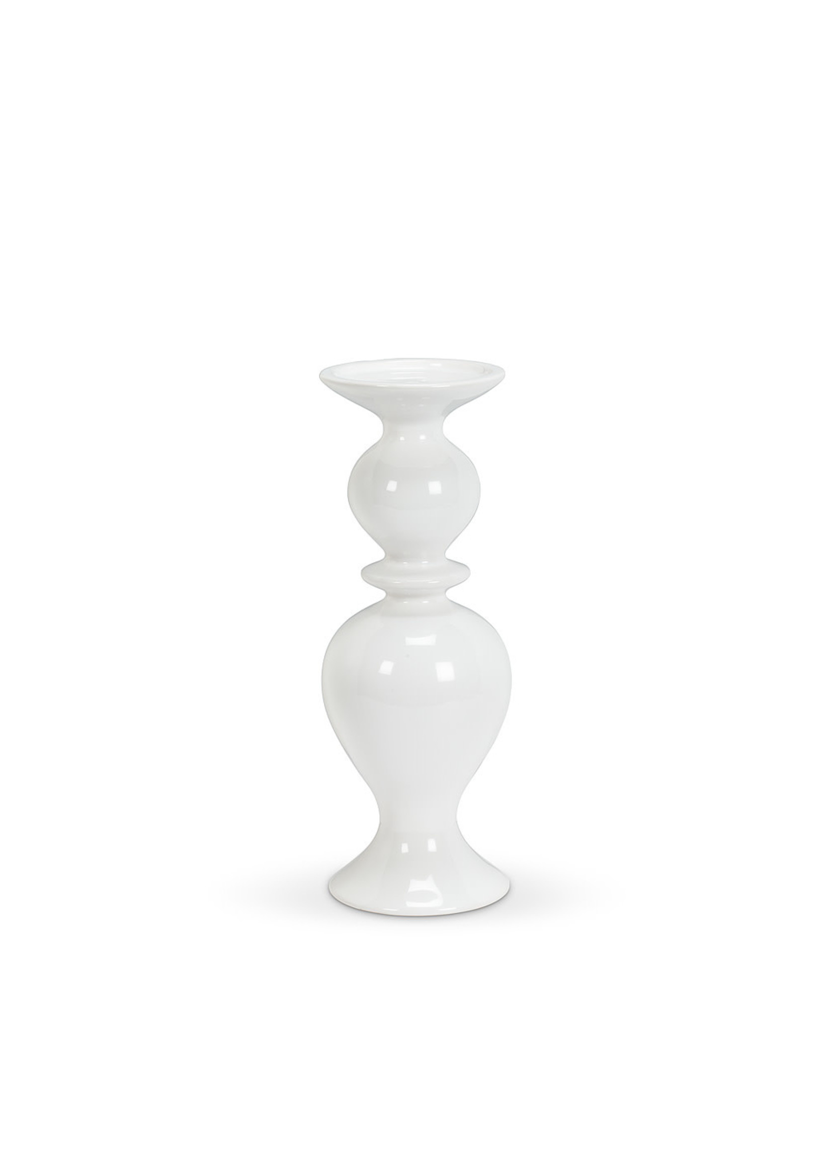 Medium Shapely Pillar Holder White 12"