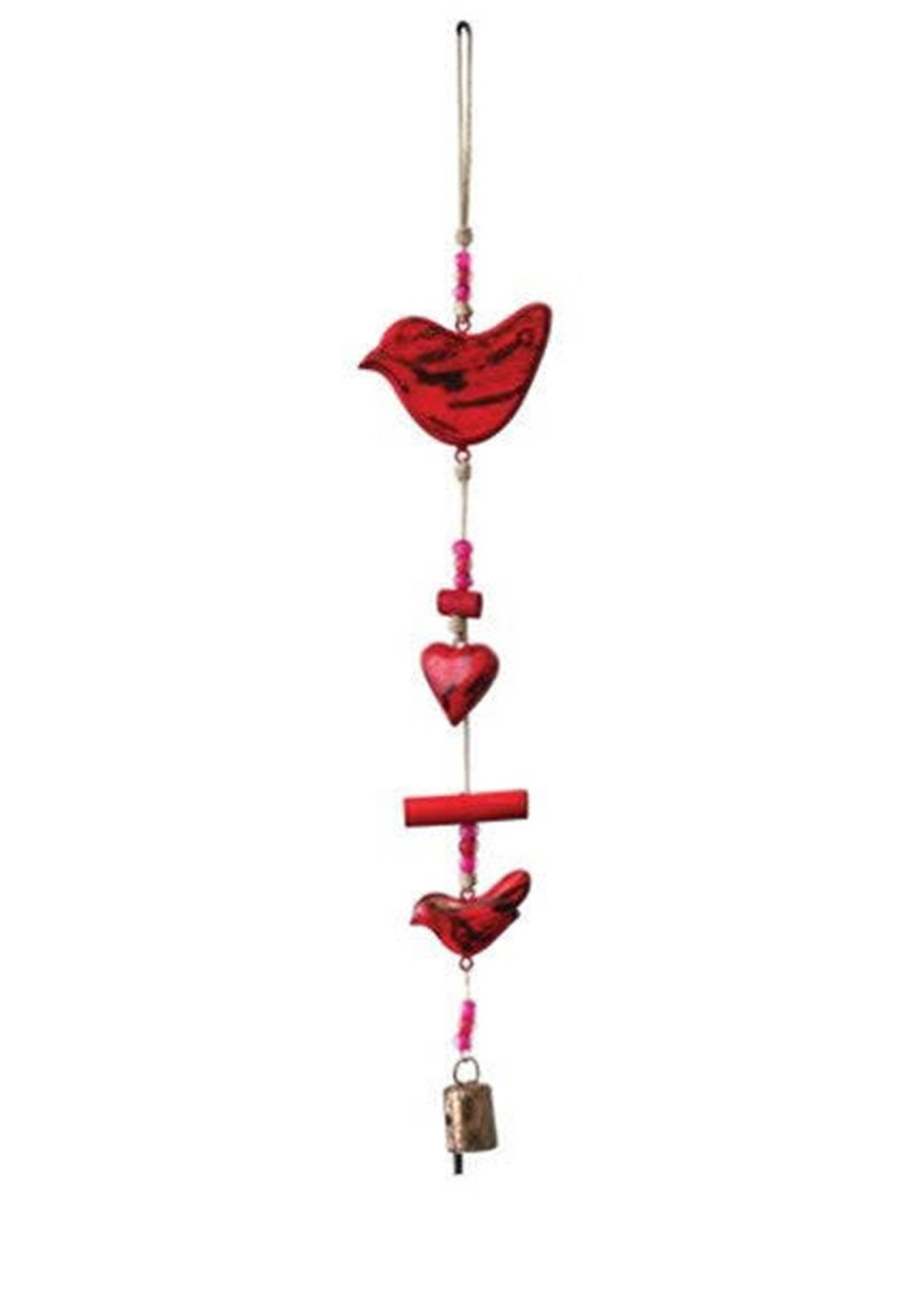 Red Bird Mango Wood Bell Chime