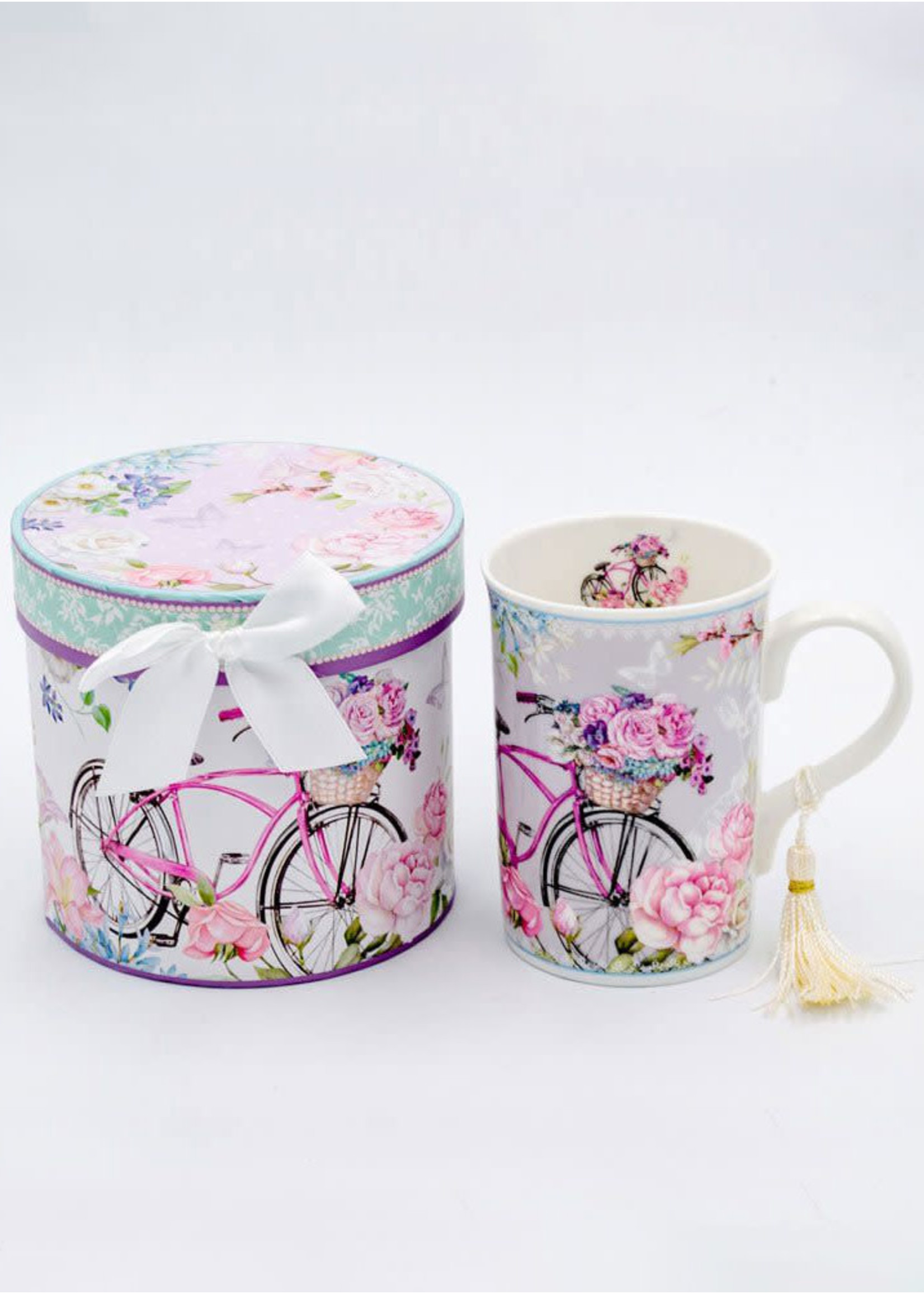 Pink Bicycle Ceramic Mug with Gift Box