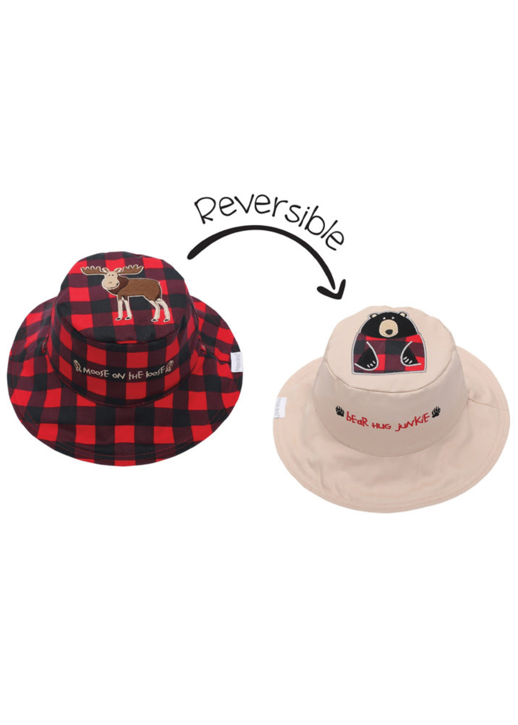 Flap Jack Kids Reversible Moose/Bear Kids Sun Hat