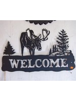 Metal Cut Welcome Moose Sign 20" - PICK UP ONLY